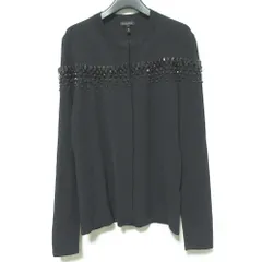 美品 ESCADA エスカーダ ビジュー カーディガン ノーカラージャケット サイズS ブラック レディース 古着 中古 USEDのサムネイル