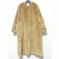 美品 CLANE クラネ ノーカラーリコファーコート 11103-0422 1 ブラウン レディース 古着 中古 USED