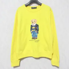 美品 POLO RALPH LAUREN ポロラルフローレン ポロベア 裏起毛 スウェットシャツ トレーナー L イエロー レディース 古着 中古 USED
