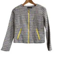 未使用 MARY QUANT マリークワント ミックスツイード ジャケット サイズM マルチカラー レディース 古着 中古 USEDのサムネイル