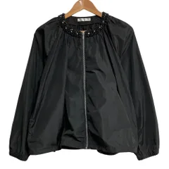 美品 DoCLASSE ドゥクラッセ ビジュートリム タフタブルゾン ジャケット 31022 サイズ11 ブラック レディース 古着 中古 USEDのサムネイル