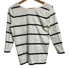 未使用 Le Minor ルミノア ボーダー 七分袖 カットソー Tシャツ サイズ1 ホワイト ブラック  レディース 古着 中古 USED