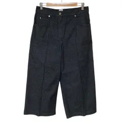 未使用 HERMES エルメス レザーパッチ セリエボタン ストレッチ デニムパンツ ワイドジーンズ 2E0453DQ サイズ40 ブラック レディース 古着 中古 USEDのサムネイル