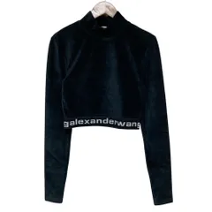 美品 Alexander Wang アレキサンダーワン ロゴバンド ハイネック クロップド コーデュロイカットソー XS ブラック レディース 古着 中古 USEDのサムネイル