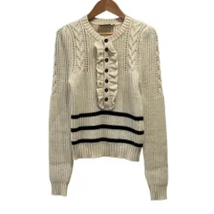 美品 DSQUARED2 ディースクエアード フロントボタン フリル アルパカニットセーター S アイボリー ネイビー レディース 古着 中古 USEDのサムネイル
