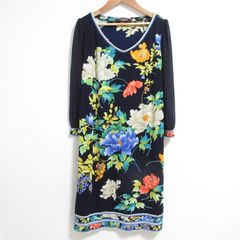 LEONARD レオナール ワンピース 紐ベルト付き 七分袖 花柄 - メルカリ