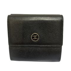 CHANEL ココマーク 三つ折り財布 ブラック ギャランティ付き - メルカリ