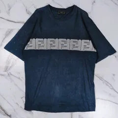 90s FENDI イタリア製 ズッカ柄 S/S TEE XL相当 フェード ネイビーのサムネイル