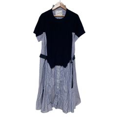 sacai ストライプ ニットドッキングワンピース - メルカリ