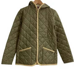 美品 LAVENHAM LIBERTY ラベンハム リバティ生地 フーデッド キルティングジャケット サイズ38 カーキ レディース 古着 中古 USEDのサムネイル