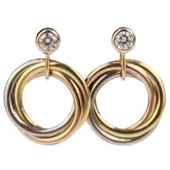 美品 Cartier カルティエ トリニティピアス 750 イエローゴールド ピンクゴールド ホワイトゴールド レディース 古着 中古 USEDのサムネイル