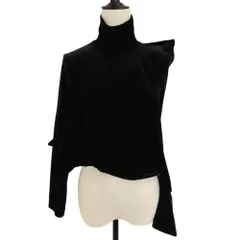 美品 25AW JUNYA WATANABE ジュンヤワタナベ コムデギャルソン ベルベット 変形 アシンメトリー カットソー JP-T009 Sサイズ ブラック レディース 古着 中古 USEDのサムネイル