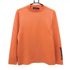 ルコックゴルフ 長袖ハイネックシャツ オレンジ×ネイビー ネックロゴ 袖ロゴプリント メンズ L ゴルフウェア le coq sportifのサムネイル