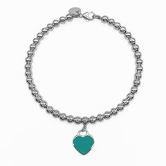 Tiffany&Co. ブルー ハート タグ ビーズ ブレスレット Small - メルカリ