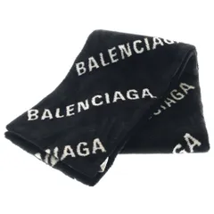 BALENCIAGA (バレンシアガ) FAKE FAR MULTILOGO TUBOLAR フェイクファー マルチロゴ スカーフ マフラー ブラック 582484 387B8のサムネイル