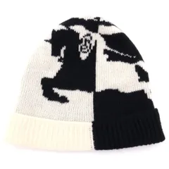 BURBERRY (バーバリー) ニットキャップ ビーニー ブラック×ホワイトのサムネイル