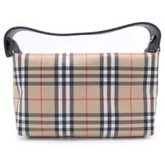 BURBERRY (バーバリー) ナイロン レザーハンドル ノヴァチェック コスメポーチ ベージュのサムネイル