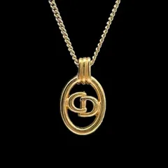 Christian Dior クリスチャンディオール ネックレス CDロゴ 刻印 オーバル型 ヴィンテージ ゴールド アクセサリーレディース