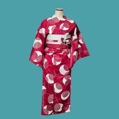 浴衣4点セット◇くすみ紫浴衣×麻の葉柄半幅帯×天然石帯留×真田紐 浴衣4点セット◇くすみ紫浴衣×麻の葉柄半幅帯×天然石帯留×真田紐