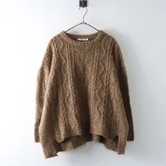 サンバレー Sunvalley ウール混 柄編み クルーネックニットプルオーバー M ブラウン系┃セーター トップス【2400014874150】のサムネイル
