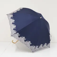 日傘 NINA RICCI ニナリッチ USED美品 サマーシールドLi 晴雨兼用 刺繍 ネイビー フラワー UV 遮光 遮熱 グラス骨 50cm S3896のサムネイル