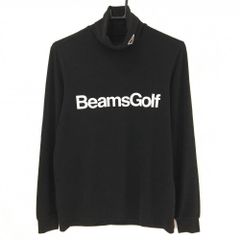 美品】ビームスゴルフ 長袖ハイネックシャツ 黒×白 フロントロゴ 表微