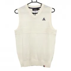 【超美品】ルコックゴルフ ニットベスト アイボリー Vネック ロゴ刺しゅう メンズ M ゴルフウェア le coq sportifのサムネイル