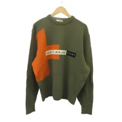 カステルバジャック CASTELBAJAC SPORT ニットセーター ウール  カーキ 長袖 クルーネック 切り替えデザイン /SH ■GY99のサムネイル