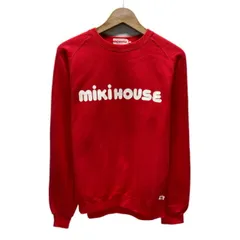 【中古】　MIKI HOUSE MEN'S　スウェット　長袖　トレーナー　トップス　ラグラン　クルーネック　裏毛　ブランドロゴ　両面プリント　ロゴスウェット　日本製　古着　/1952のサムネイル