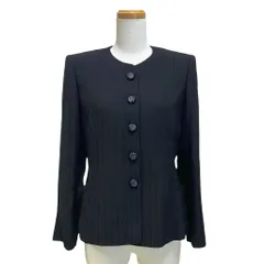 ジバンシィ GIVENCHY ノーカラージャケット 総柄ストライプ クルーネック 10 ブラック 黒 トリアセテートレーヨン NK0602302のサムネイル