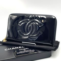 CHANEL シャネル ココマーク エナメル ラウンドファスナー長財布