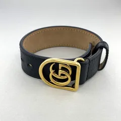GUCCI グッチ ＧＧロゴ レザーバングル バングル レディース L レザー ブラック 中古のサムネイル
