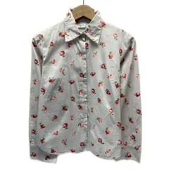 【中古】　agnes b.　柄ブラウス　長袖　シャツ　トップス　レギュラーカラー　総柄　花柄　ボタニカル　日本製　マニッシュ　古着　/2402のサムネイル
