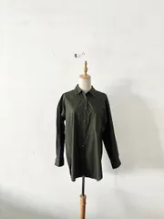 【美品】スピック＆スパン コットン100% オーバーサイズシャツ モスグリーンのサムネイル