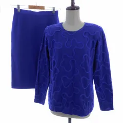 ハナエモリ HANAE MORI Soft Sports セットアップ 上下 カットソー 長袖 スカート タイト ひざ丈 無地 M 紫 パープル トップス ボトムス /AZのサムネイル