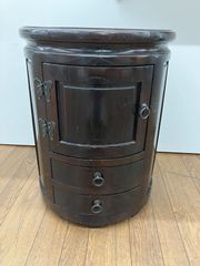 李朝家具 欅材 丸型収納スツール 引出し付 木製 花台 椅子　チェア 李朝家具 欅材 丸型収納スツール 引出し付 木製 花台 椅子 チェア