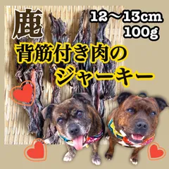 【🦌一頭からわずか】大分県耶馬溪産 天然日本鹿 背筋付きお肉のジャーキー 100g 12〜13cm 9枚