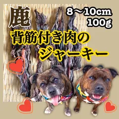 【🦌一頭からわずか】大分県耶馬溪産 天然日本鹿 背筋付きお肉のジャーキー 100g 8〜10cm 11枚
