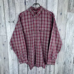 OLD GAP 80s ギャップ レッド 長袖 BD ボタンダウン  チェック コットン シャツ メンズ M サイズ