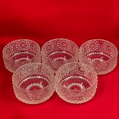 ヴィンテージ ボヘミアカットグラス 5客セット 約50年前 厚底 