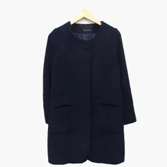 イェッカヴェッカ YECCA VECCA ノーカラー コート ミディ丈 総柄 丸首 ブラック 黒 /HT25