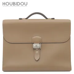 エルメス Hermes ビジネスバッグ サックアデペッシュ ライト 1-37 エバーカラー ベージュドゥワイマール シルバー金具 茶 書類ケース ヘアライン  D【中古】のサムネイル
