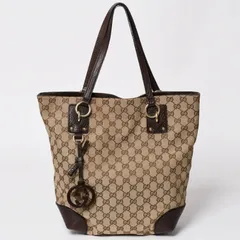 極美品 GUCCI グッチ ベージュ ブラウン ゴールド金具 GGキャンバス レザー 247237 トートバッグ ショルダーバッグ 中古 4a002069