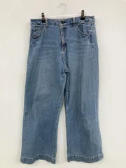 THE SHOP TK ザショップティーケー デニムパンツ L ブルー クロップド・半端丈 無地 ワイド・ルーズ ストレート レギュラー ヴィンテージ レディース