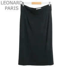 極美品 レオナールパリ LEONARD PARIS タイトスカート ロング スリット ミモレ丈 ロング丈 レーヨン×ポリエステル ブラック サイズ44 レディースのサムネイル