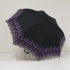 晴雨兼用長傘 日傘 紺と白のレース 近沢レース 資生堂ノベルティー新品