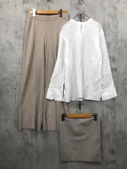 Mila Owen ミラオーウェン 3点セット シアーブラウスニットベアパンツ セットアップ size0/ベージュ ■◇ レディース