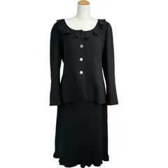 シャネル CHANEL フリルノーカラージャケット＆スカートセットアップ P14303 ブラック ウール レディース セットアップのサムネイル