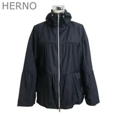 極美品 ヘルノ HERNO ナイロンジャケット ブルゾン 軽量 スタンドカラー ドローコード GI0111D-12314-9290 ナイロン ブラック サイズ44 レディースのサムネイル