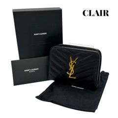 YSL ポーチ サンローラン カサンドラ マテラッセ カレ ラムスキン